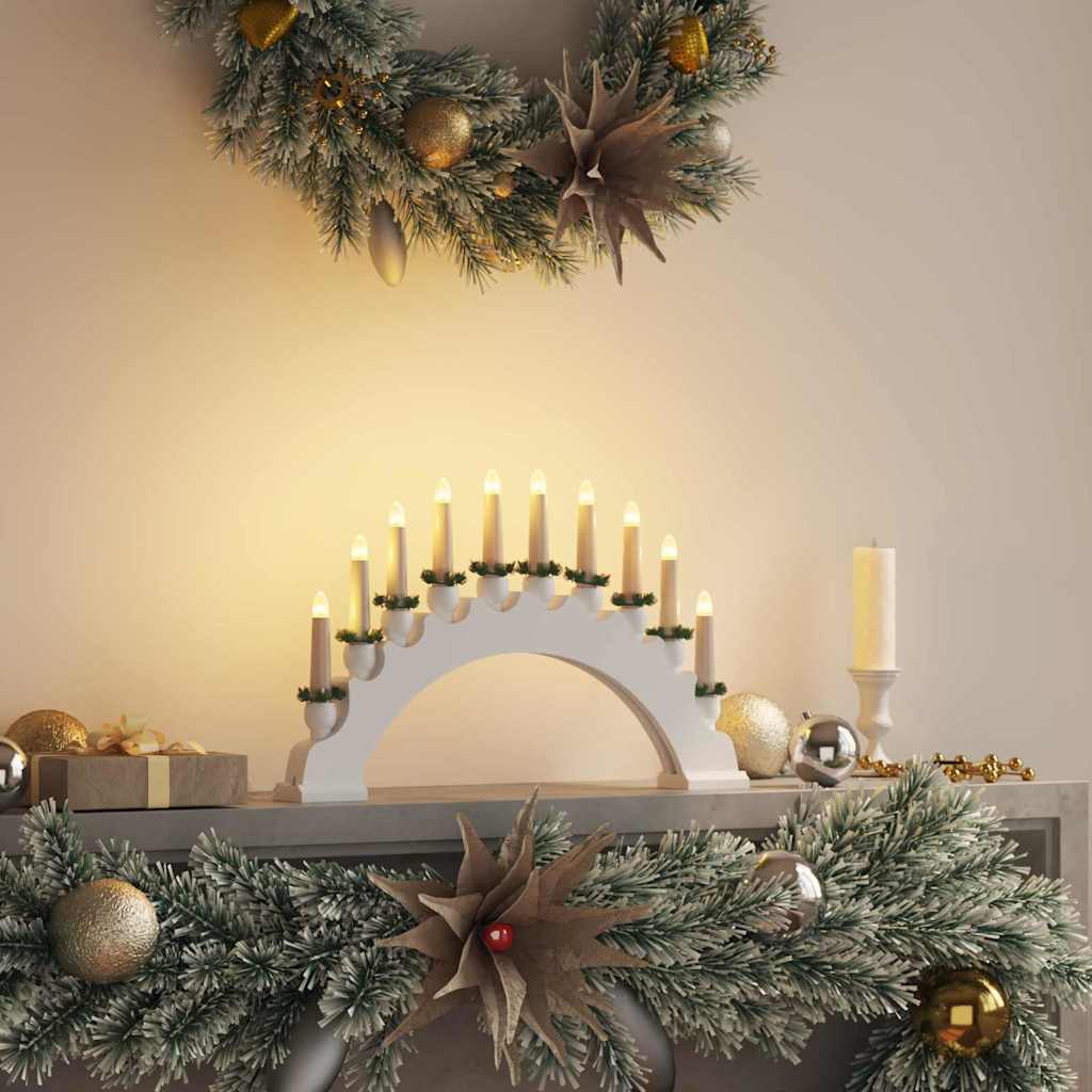 Christmas Candle Arch with 10 LED Candles White 47 x 5 x 29 cm
